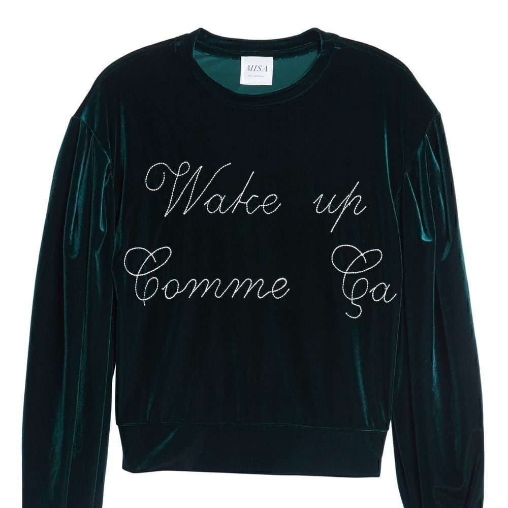MISA Los Angeles Green Velvet Top